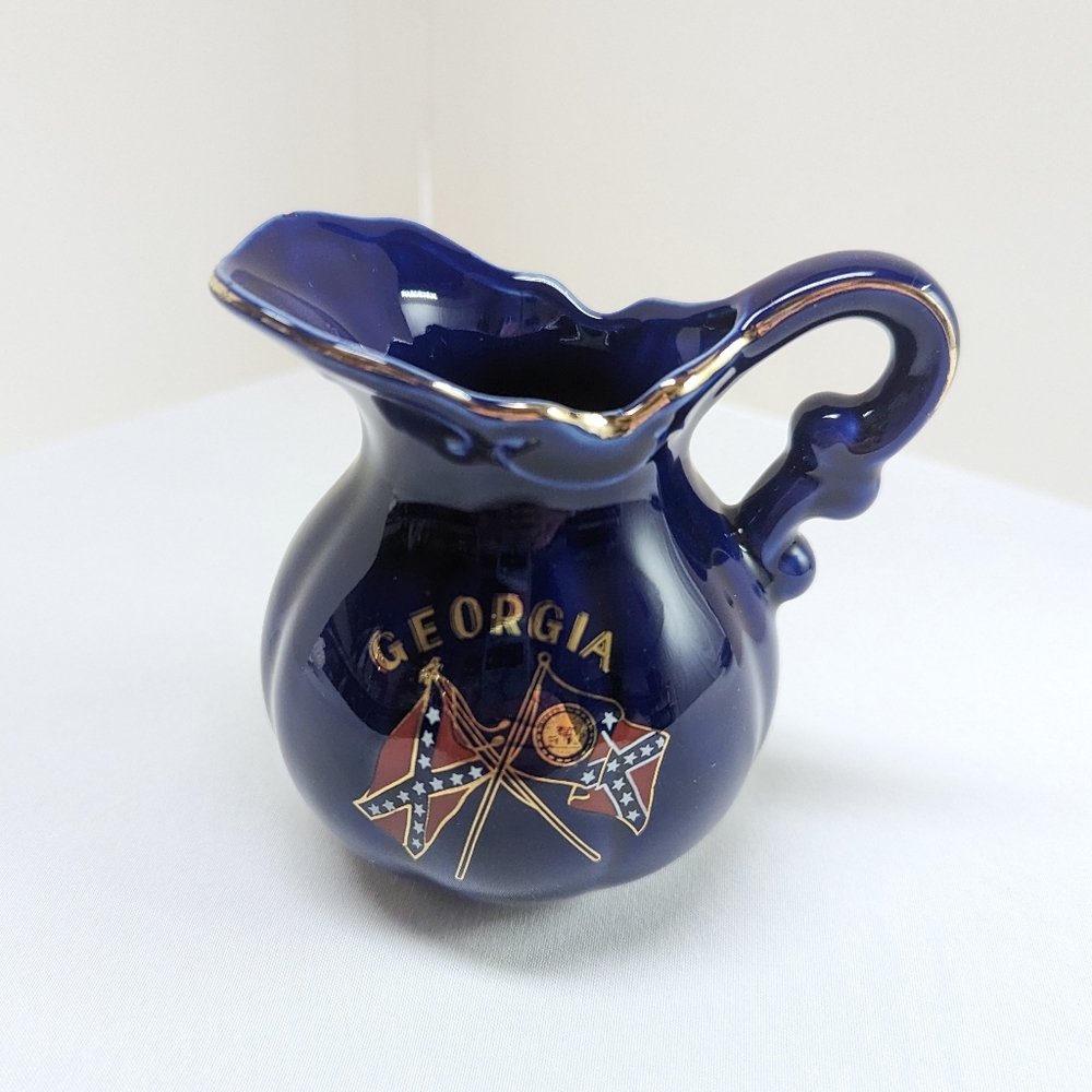 Vintage Ceramic State of Georgia Flag Pitcher